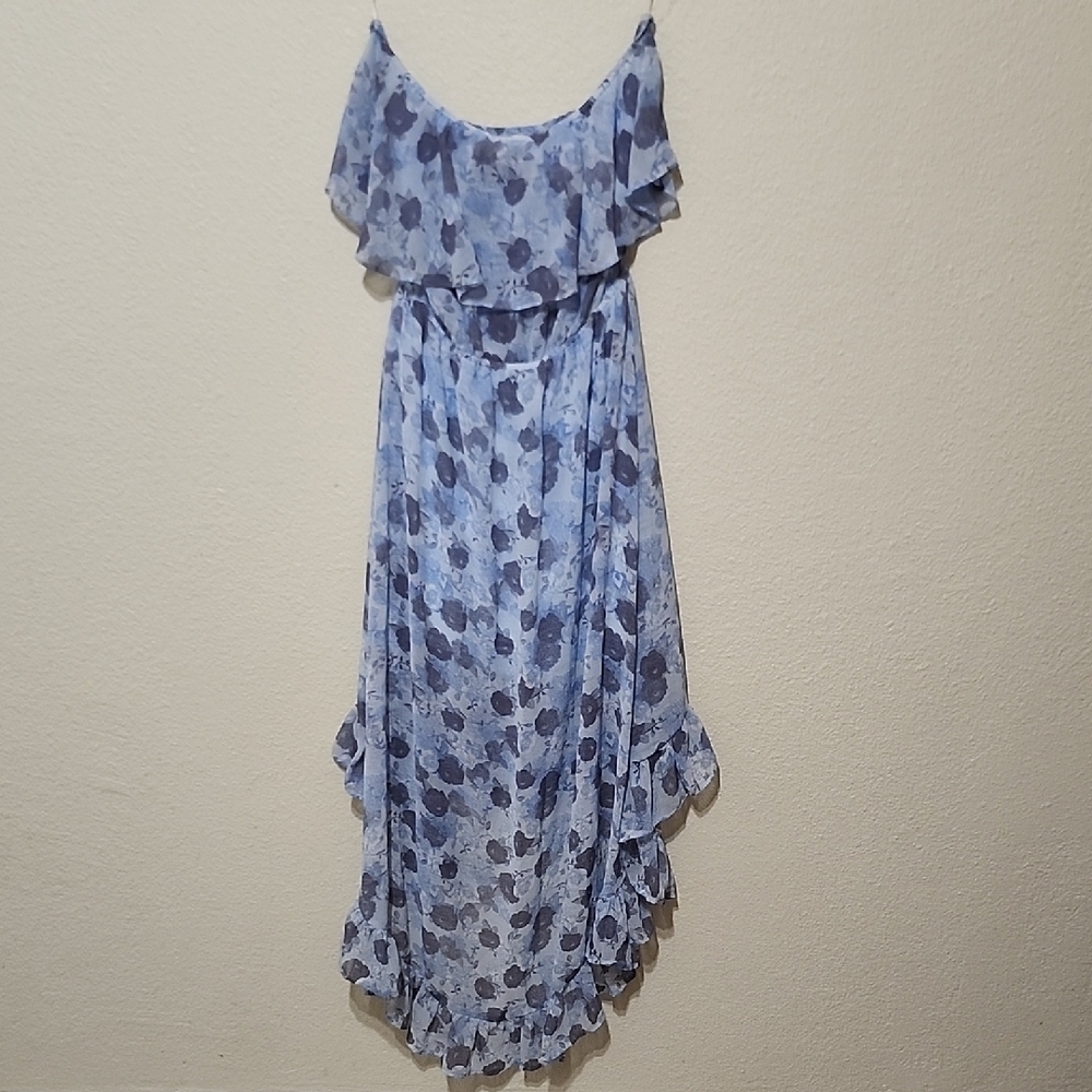 Divided Blue and White High-Low Ruffled Sundress - Picture 8 of 11
